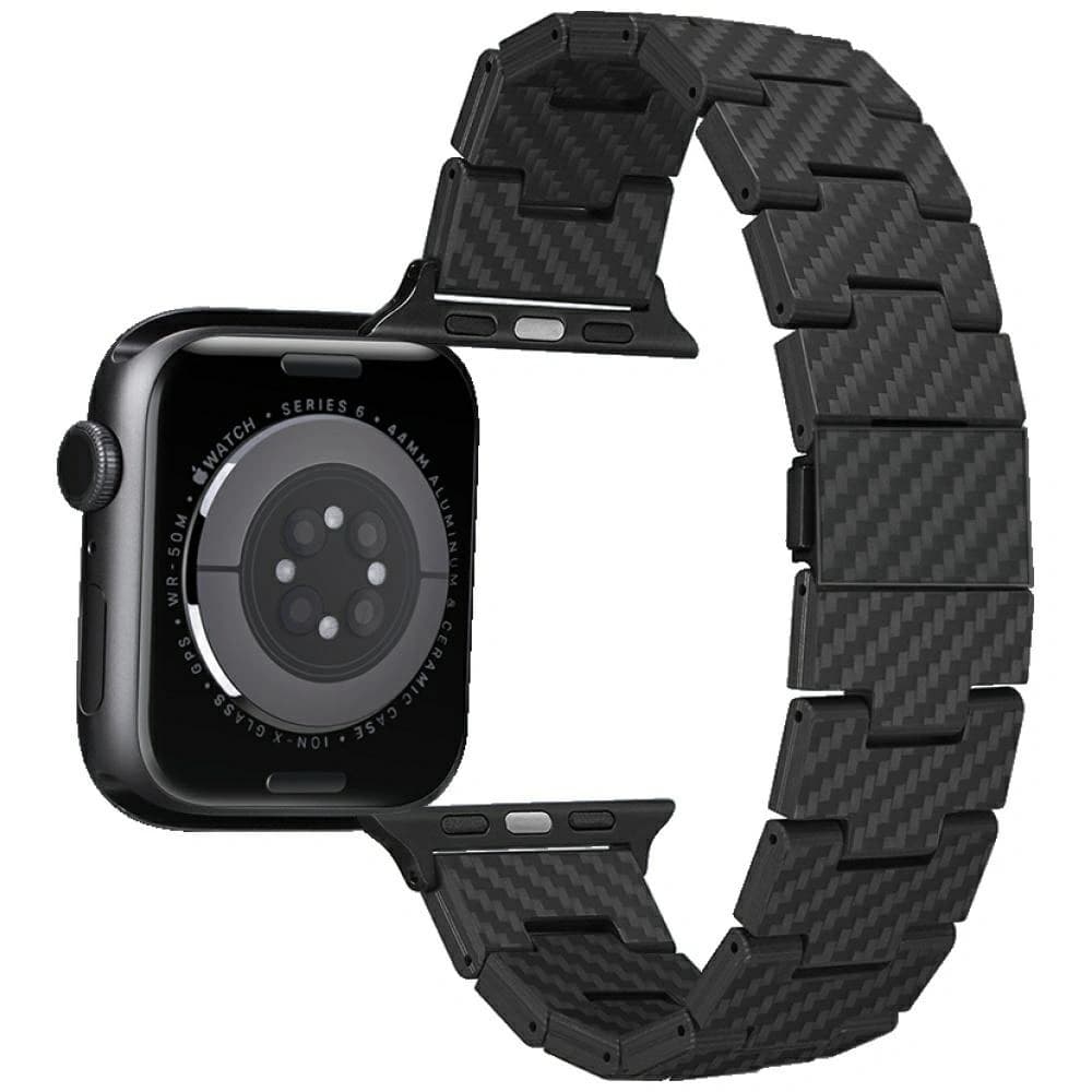 PITAKA Carbonfaser Retro Apple Watch 1/2/3/4/5/6/7/8/9/10/11/SE/SE 3/Ultra/Ultra 2/Ultra 3 schwarz grau - 5