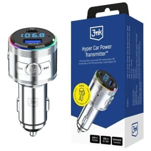 3MK Hyper Car Power Transmitter 48W QC PD PPS USB-C / USB-A z transmiterem audio silver