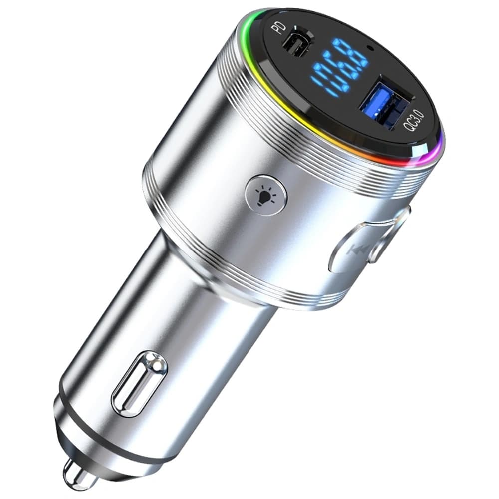 3MK Hyper Car Power Transmitter 48W QC PD PPS USB-C / USB-A z transmiterem audio silver - 7