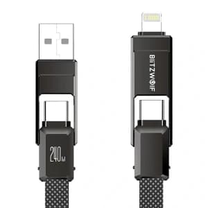 Blitzwolf BW-HDC7 4-in-1 USB Cable USB-A, USB-C / USB-C, Lightning 240W 1.2m (black)