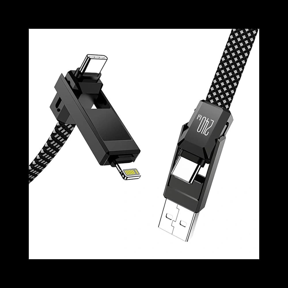 Blitzwolf BW-HDC7 4-in-1 USB-Kabel USB-A, USB-C / USB-C, Lightning 240W 1,2m (schwarz) - 4