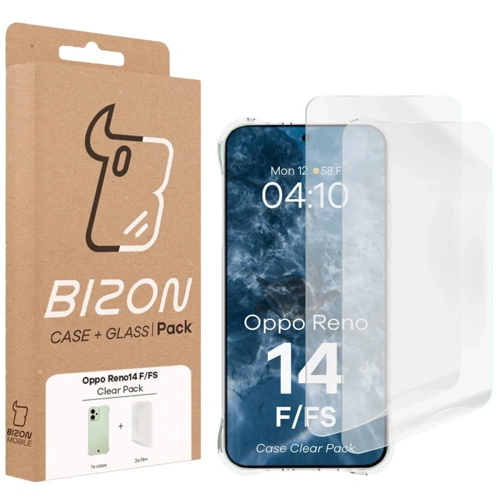 Bizon Case Clear Pack case + 2x screen film Oppo Reno 14 F / FS - 9
