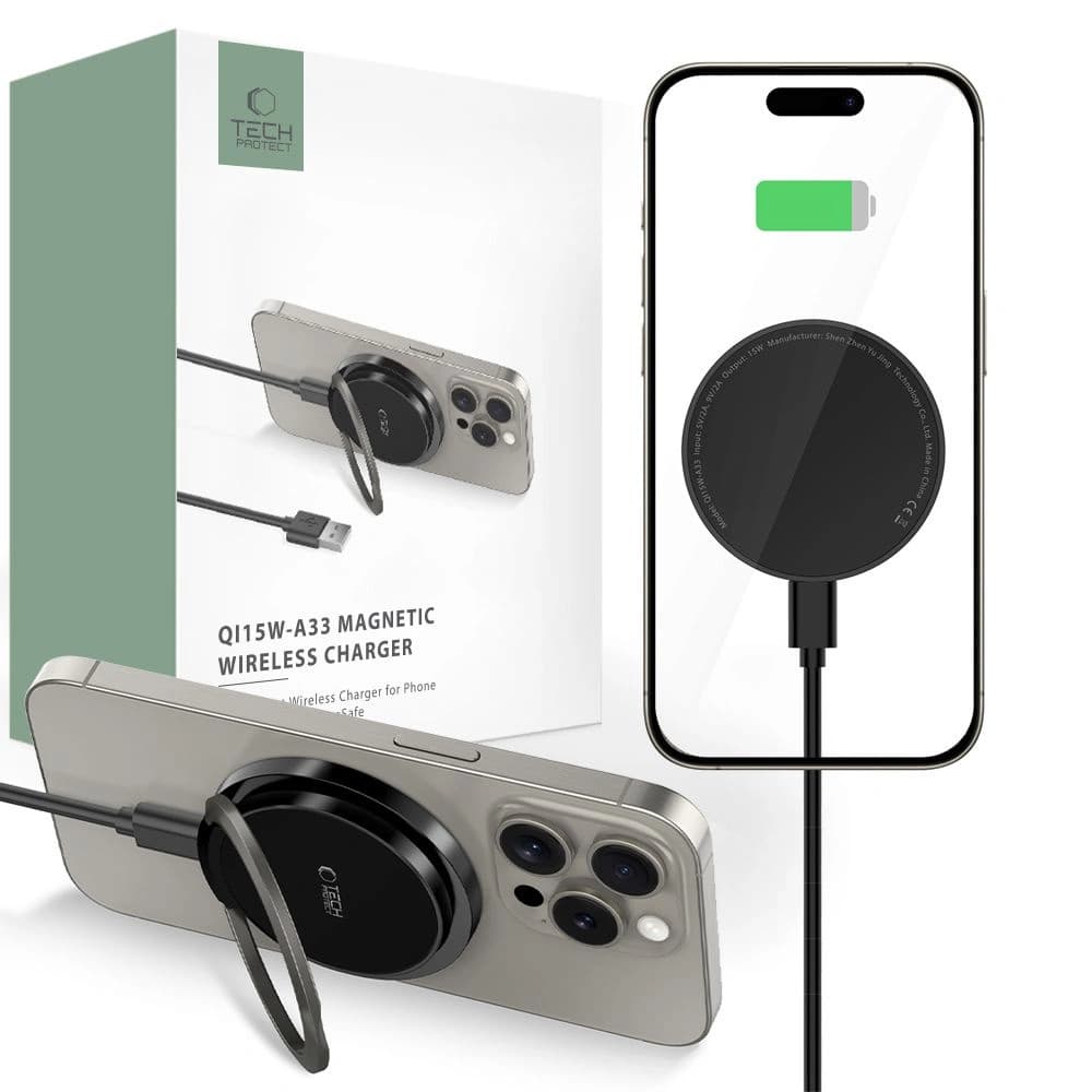 [CR] Tech-Protect QI15W-A33 Magnetic MagSafe Wireless Charger Black - 1