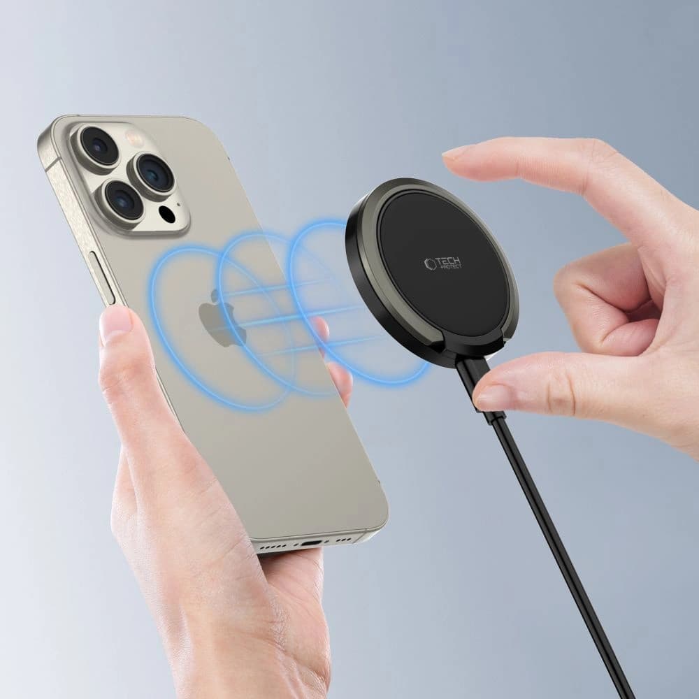 [CR] Tech-Protect QI15W-A33 Magnetic MagSafe Wireless Charger Black - 6