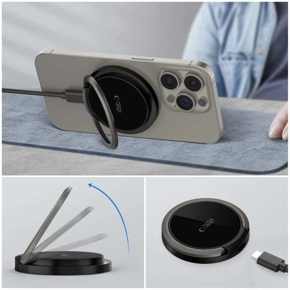 [CR] Tech-Protect QI15W-A33 Magnetic MagSafe Wireless Charger Black - 9
