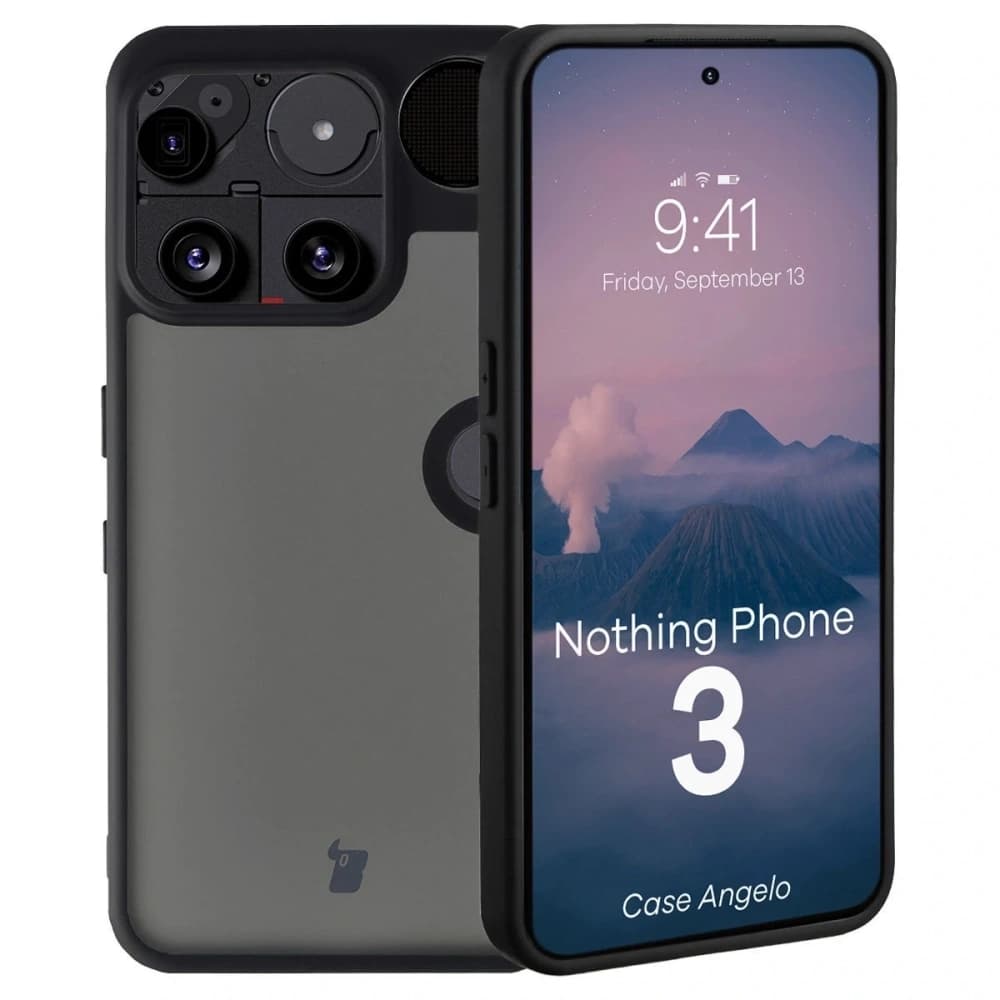 Bizon Case Angelo Nothing Phone (3) rauchig mit schwarzem Rahmen - 1