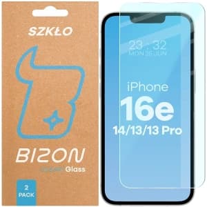 Bizon Glass Clear Duo iPhone 17e / 16e / 14 / 13 Pro / 13 [2 PACK]