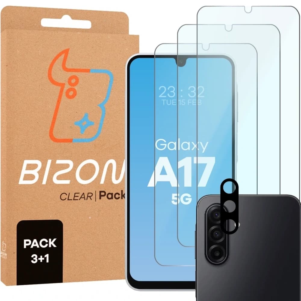 Bizon Glass Clear Pack 3x screen glass + camera glass Samsung Galaxy A17 5G - 1