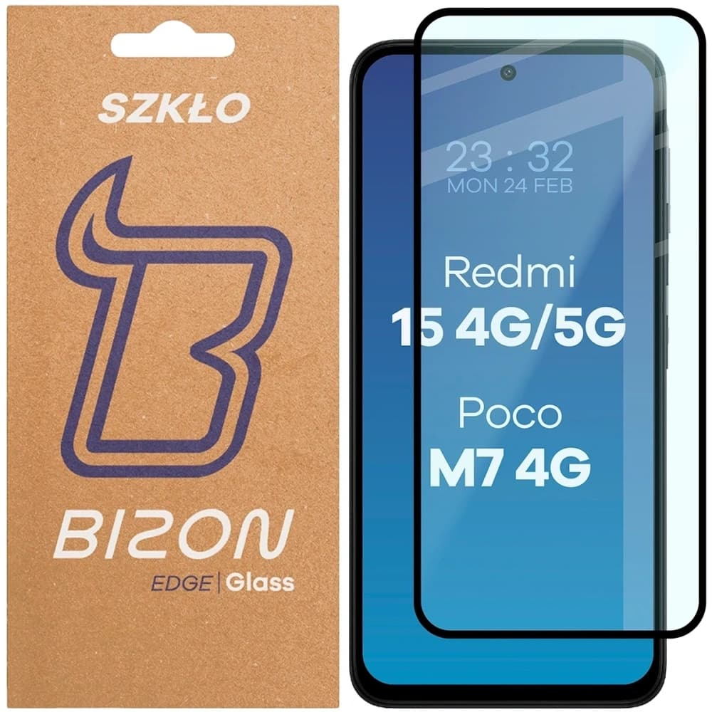 Bizon Glass Edge 2 Xiaomi Redmi 15 4G / 5G / POCO M7 4G schwarzer Rahmen - 1