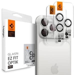 Spigen Optik Pro Glas.tr ez Fit Kamera Schutz für Apple iPhone 14 Pro / Max / 15 Pro / Max / 16 Pro / Max / 17 Pro / Max Silber [2 PACK]