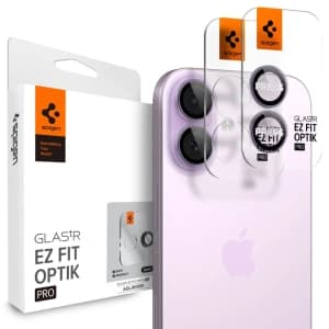 Osłona aparatu Spigen Optik Pro Glas.tr ez Fit Camera Protector do Apple iPhone 16 / 16 Plus / 17 Purple [2 PACK]