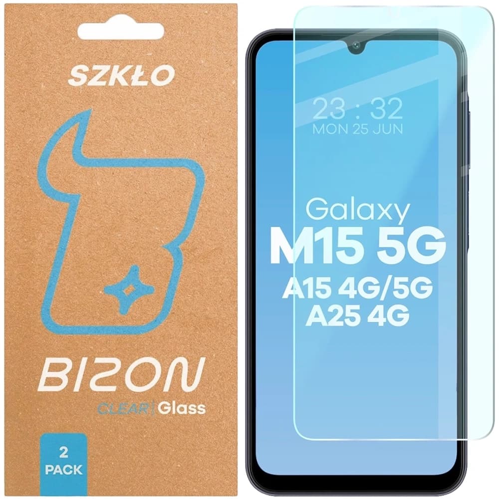 Bizon Glass Clear Duo Samsung Galaxy A15 4G/5G / A25 5G / M15 5G [2 PACK] - 1