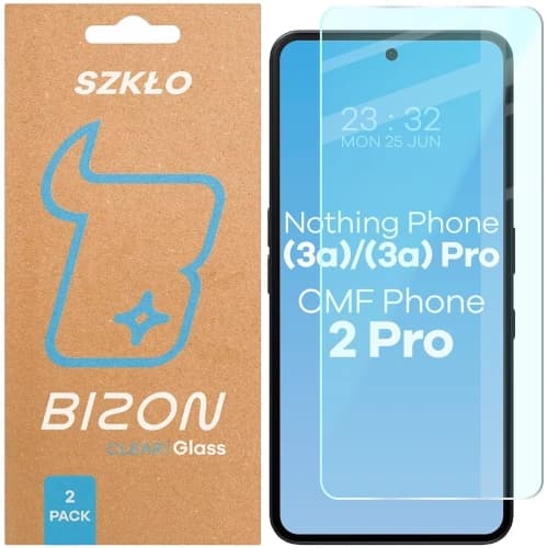 Bizon Glass Clear Duo Nothing Phone (3a) / (3a) Pro / CMF Phone 2 Pro [2 PACK]