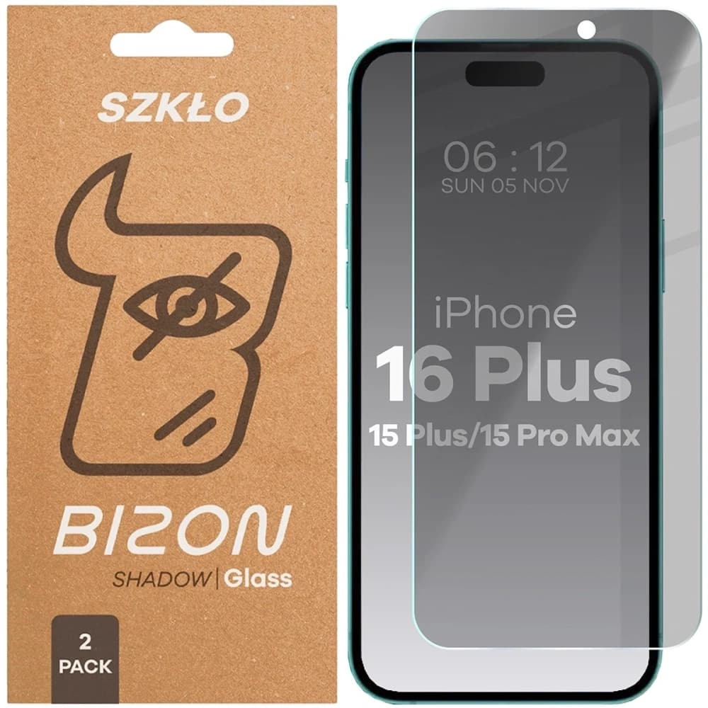 Bizon Glass Clear Shadow Apple iPhone 15 Plus / 15 Pro Max / 16 Plus getönt [2 PACK] - 1