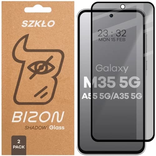 Bizon Glass Edge Shadow Duo Samsung Galaxy M35 5G / A35 5G / A55 5G getönt mit einem schwarzen Rahmen [2 PACK]