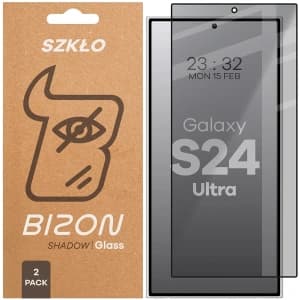 Bizon Glass Edge Shadow Duo Samsung Galaxy S24 Ultra getönt mit einem schwarzen Rahmen [2 PACK]