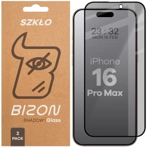 Bizon Glass Edge Shadow Duo Apple iPhone 16 Pro Max getönt mit einem schwarzen Rahmen [2 PACK]