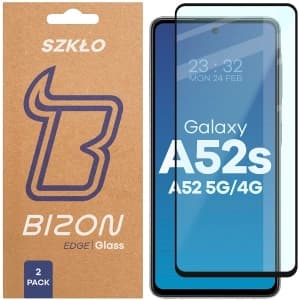 Szkło hartowane Bizon Glass Edge Duo do Samsung Galaxy A52s / A52 5G / A52 4G czarna ramka [2 PACK]