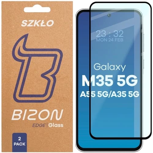 Bizon Glass Edge Duo Samsung Galaxy M35 5G / A35 5G / A55 5G schwarzer Rahmen [2 PACK]