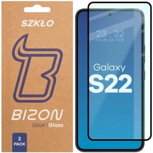 Bizon Glass Edge Duo Samsung Galaxy S22 schwarzer Rahmen [2 PACK]