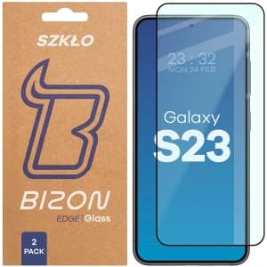Bizon Glass Edge Duo Samsung Galaxy S23 schwarzer Rahmen [2 PACK]