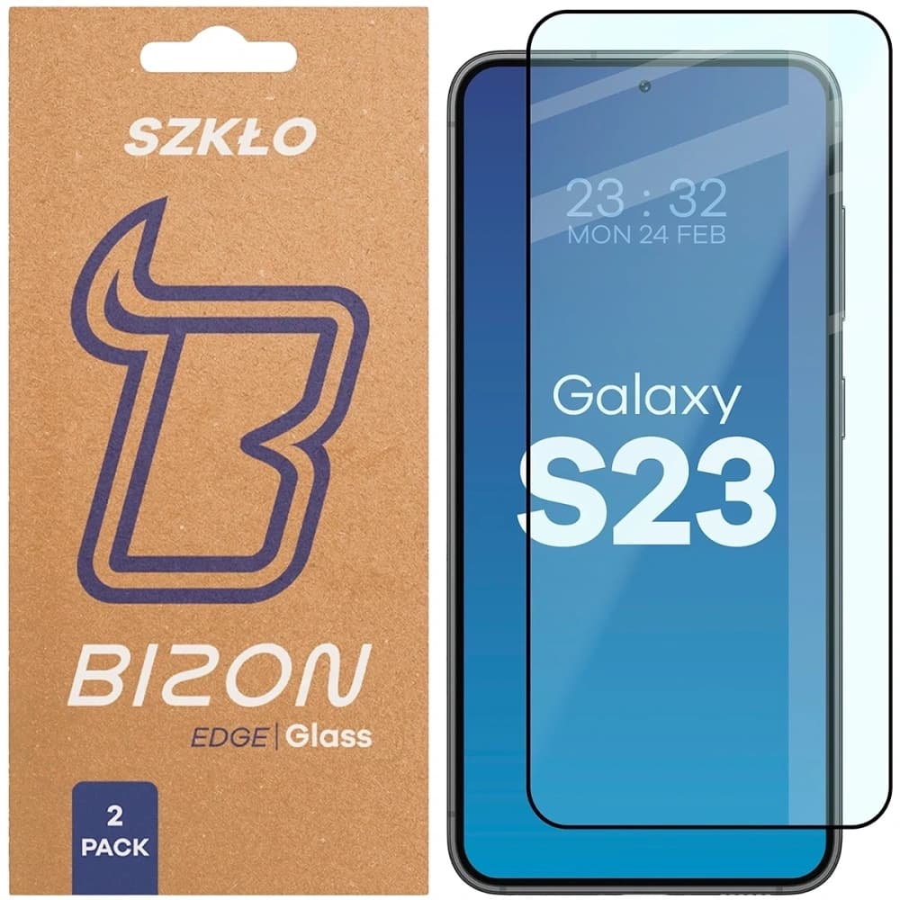 Bizon Glass Edge Duo Samsung Galaxy S23 black frame [2 PACK] - 1