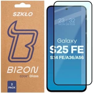 Bizon Glass Edge Duo Samsung Galaxy S25 FE / S24 FE / A36 5G / A56 5G black frame [2 PACK]