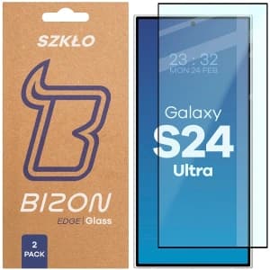 Bizon Glass Edge Duo Samsung Galaxy S24 Ultra schwarzer Rahmen [2 PACK]