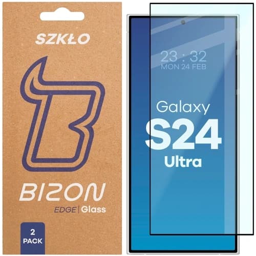 Bizon Glass Edge Duo Samsung Galaxy S24 Ultra schwarzer Rahmen [2 PACK]