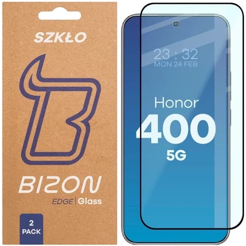 Bizon Glass Edge Duo Honor 400 schwarzer Rahmen [2 PACK]