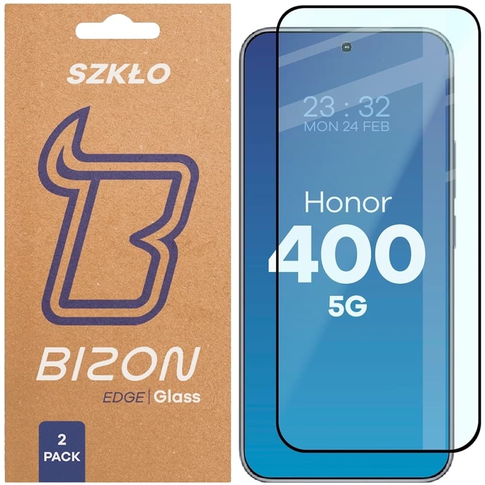 Bizon Glass Edge Duo Honor 400 black frame [2 PACK] - 1