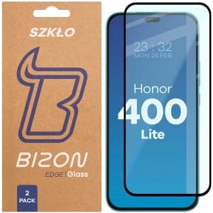 Bizon Glass Edge Duo Honor 400 Lite schwarzer Rahmen [2 PACK]