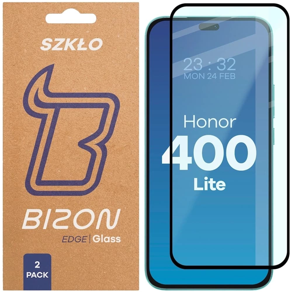 Bizon Glass Edge Duo Honor 400 Lite schwarzer Rahmen [2 PACK] - 1
