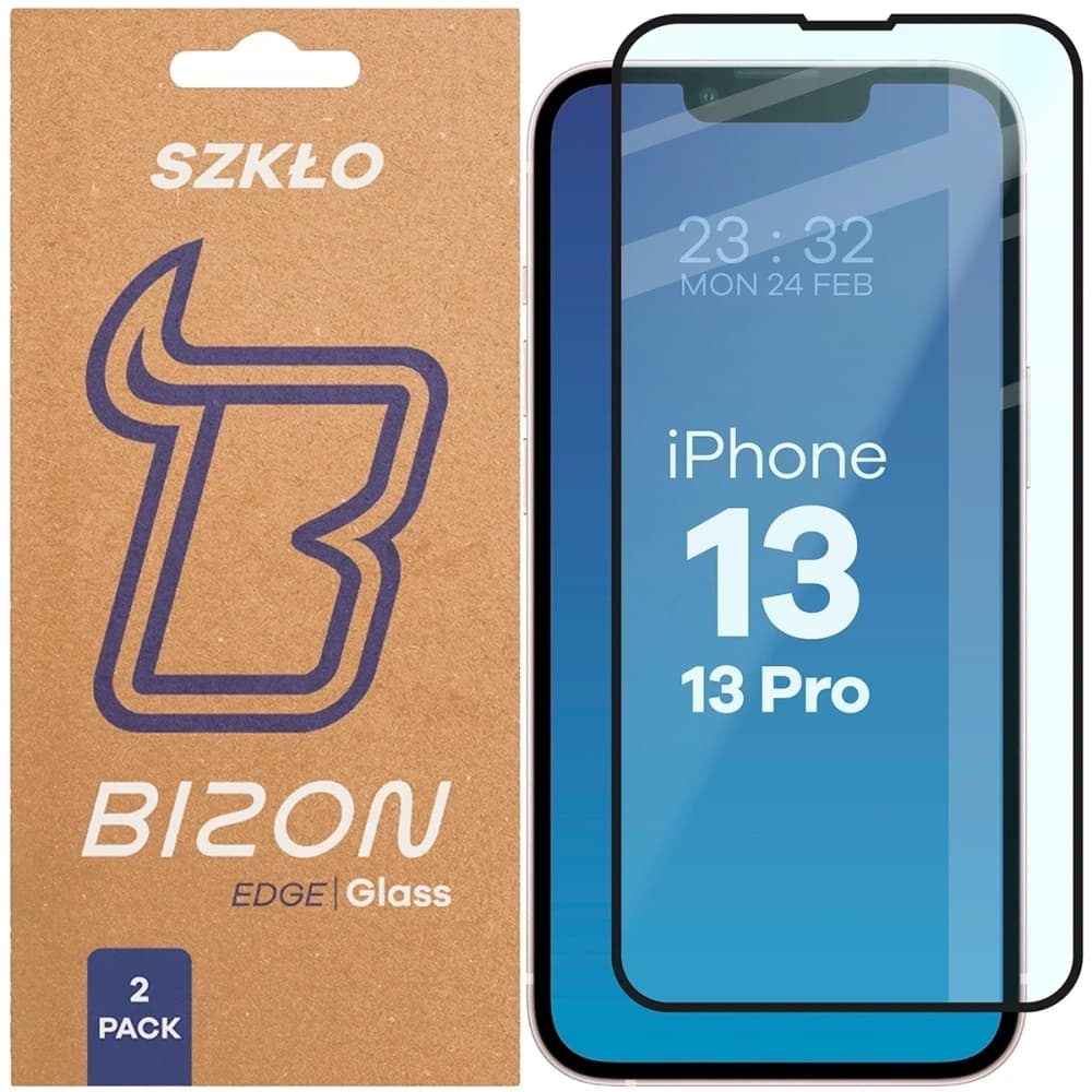 Bizon Glass Edge Duo Apple iPhone 13 / 13 Pro black frame [2 PACK] - 1
