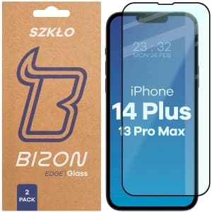 Bizon Glass Edge Duo Apple iPhone 14 Plus / 13 Pro Max schwarzer Rahmen [2 PACK]