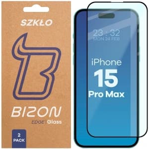 Bizon Glass Edge Duo Apple iPhone 15 Pro Max schwarzer Rahmen [2 PACK]