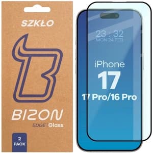 Bizon Glass Edge Duo Apple iPhone 17 / 17 Pro / 16 Pro schwarzer Rahmen [2 PACK]
