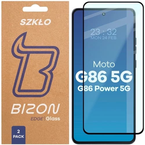 Bizon Glass Edge Duo Motorola Moto G86 5G / G86 Power 5G schwarzer Rahmen [2 PACK]