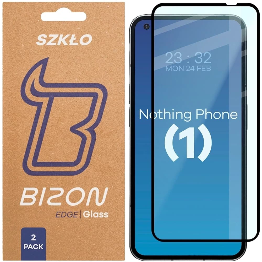Bizon Glass Edge Duo Nothing Phone 1 schwarzer Rahmen [2 PACK] - 1