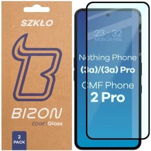 Bizon Glass Edge Duo Nothing Phone (3a) / (3a) Pro / CMF Phone 2 Pro black frame [2 PACK]