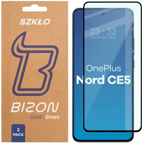 Bizon Glass Edge Duo OnePlus Nord CE5 5G black frame [2 PACK]