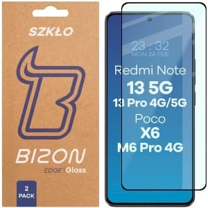 Bizon Glass Edge Duo Xiaomi POCO X6 / M6 Pro 4G / Redmi Note 13 5G / 13 Pro 4G / 5G black frame [2 PACK]