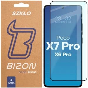 Bizon Glass Edge Duo Xiaomi POCO X6 Pro / X7 Pro schwarzer Rahmen [2 PACK]