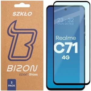 Bizon Glass Edge Duo Realme C71 4G schwarzer Rahmen [2 PACK]