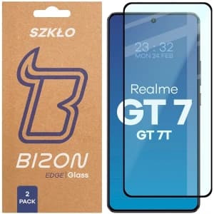 Bizon Glass Edge Duo Realme GT 7 / 7T schwarzer Rahmen [2 PACK]
