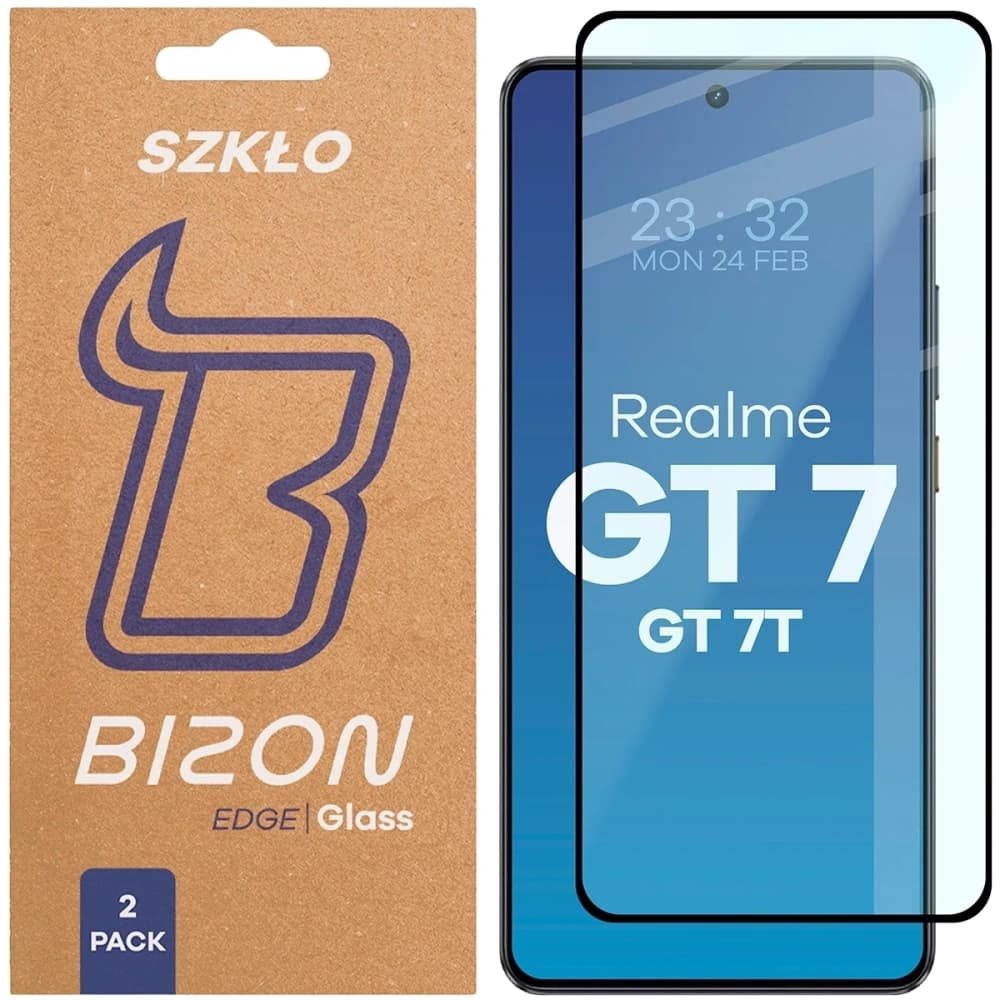 Bizon Glass Edge Duo Realme GT 7 / 7T schwarzer Rahmen [2 PACK] - 1