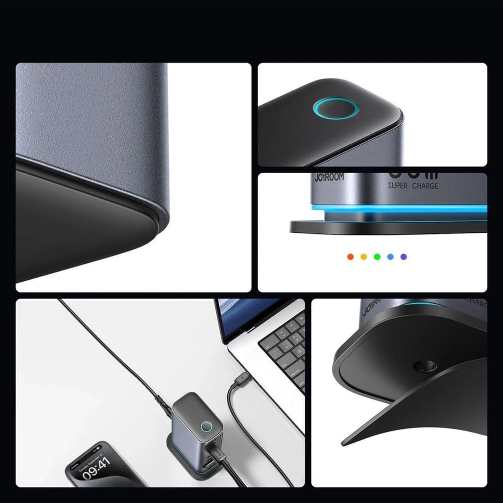 Joyroom JR-TCM02 GaN 65W Ladegerät Ladestation 4xUSB-C 2xUSB-A UK-Stecker Grau - 8