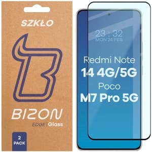 Bizon Glass Edge Duo Xiaomi Redmi Note 14 4G / 5G / POCO M7 Pro 5G black frame [2 PACK]