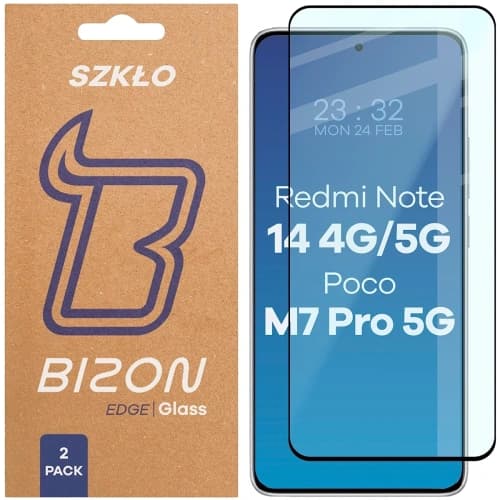 Bizon Glass Edge Duo Xiaomi Redmi Note 14 4G / 5G / POCO M7 Pro 5G schwarzer Rahmen [2 PACK]