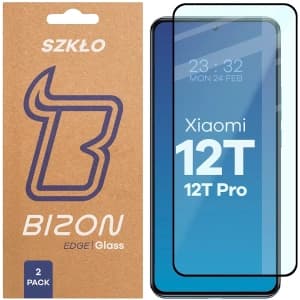Szkło hartowane Bizon Glass Edge Duo do Xiaomi 12T / 12T Pro czarna ramka [2 PACK]